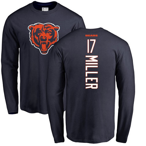 Chicago Bears Men Navy Blue Anthony Miller Backer NFL Football #17 Long Sleeve T Shirt
